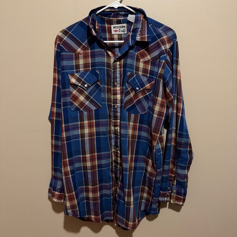 Vintage Western Chief Men's Multicolor Plaid Button-Down Shirt